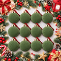 Green Flocked Christmas Ball Ornaments 12 Pcs, 3.15 Inch Velvet Xmas Tree Balls Shatterproof Bulk, Velvet Christmas Ornaments Set for Xmas Tree Holiday Wedding Party Decor