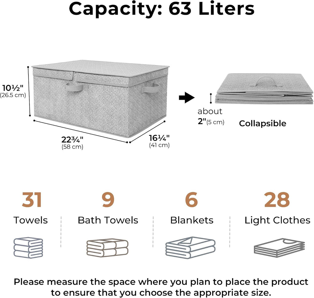 GRANNY SAYS Extra Large Storage Bins with Lids, Closet Bins, Ash Gray