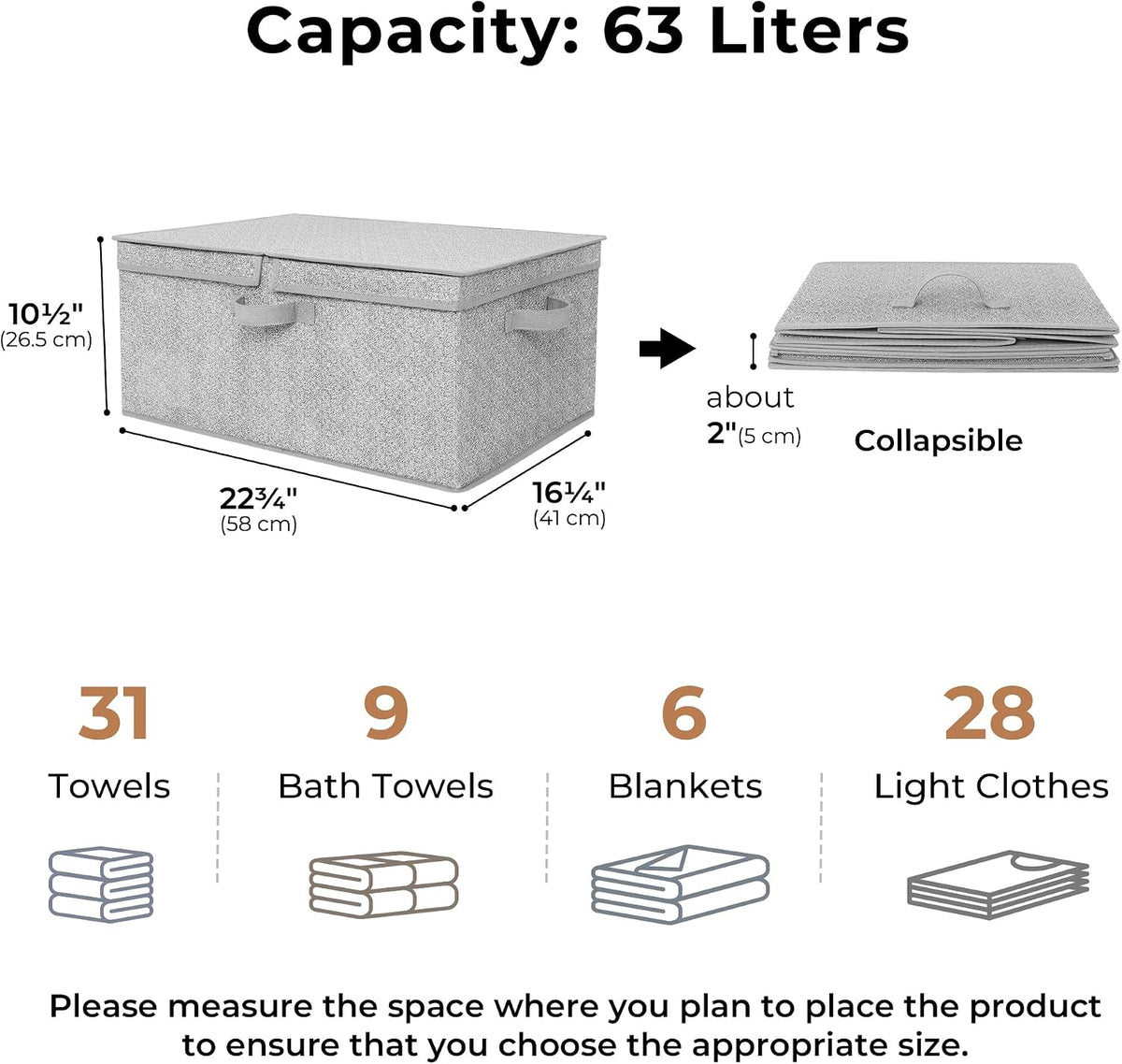 GRANNY SAYS Extra Large Storage Bins with Lids, Closet Bins, Ash Gray