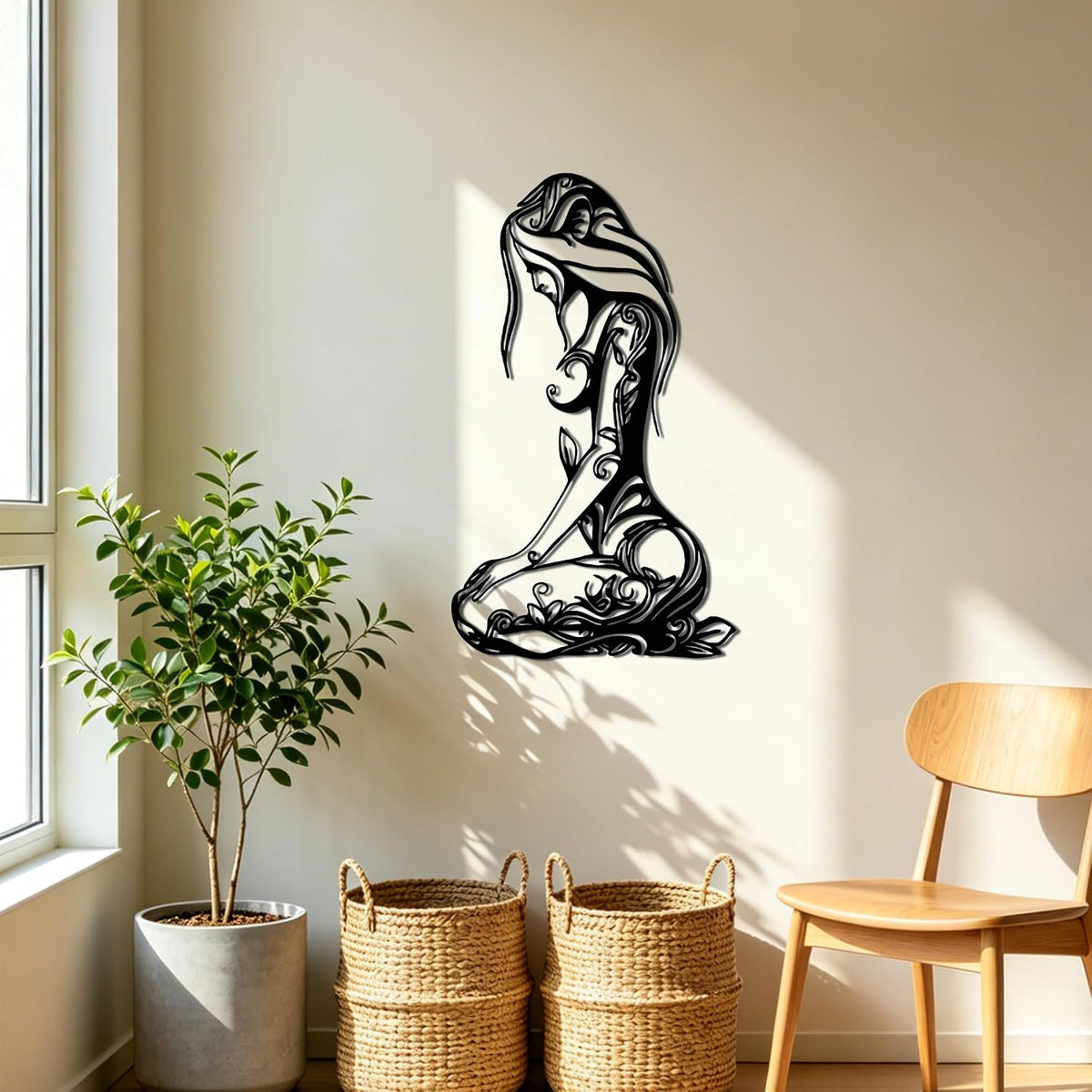 Xedatric Abstract Metal Wall Art for Home.Black.25.2 * 14.8 inches.