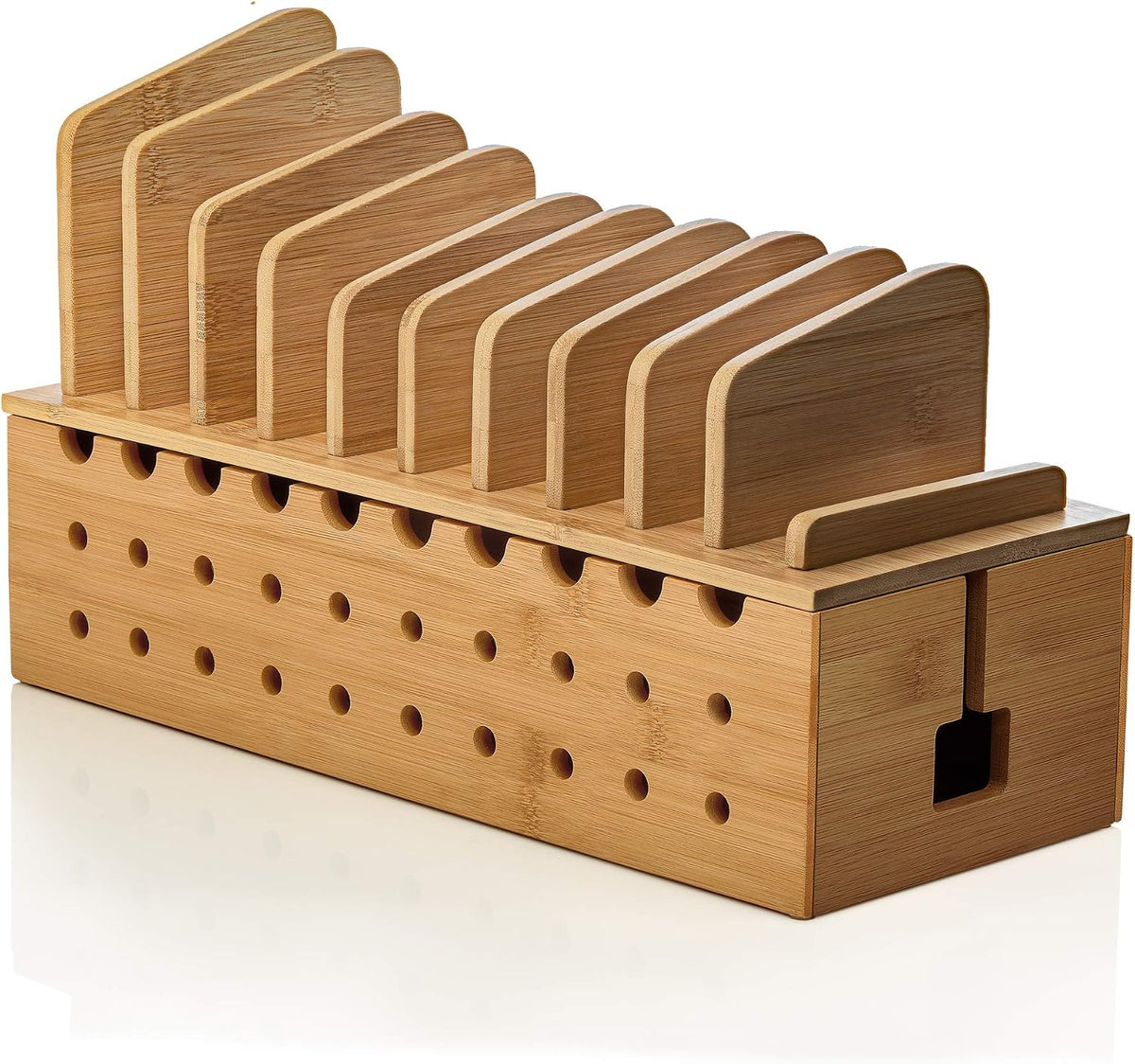 Prosumer's Choice 10 Device Bamboo Cell Phone Charging Stations | Clutter Organizer/Charging Stand for Mobile, iPhone, Laptops & Tablets | Best Mobile Accessories