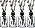 WHOLE HOUSEWARES Set of 4 Diffuser Bottles with Sticks - 7.5oz Empty Glass Diffuser Bottle for Essential Oils - Oil Diffusers Container with 32pcs Reed Sticks for Aromatherapy and Home Fragrance