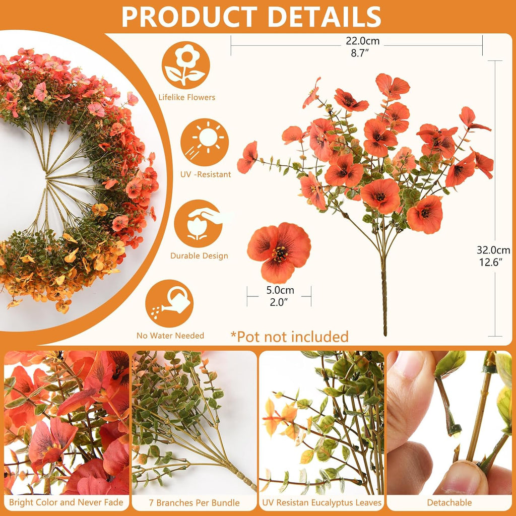 Artificial Pansy Faux Fall Flowers Plants for Outdoors Porch Decoration