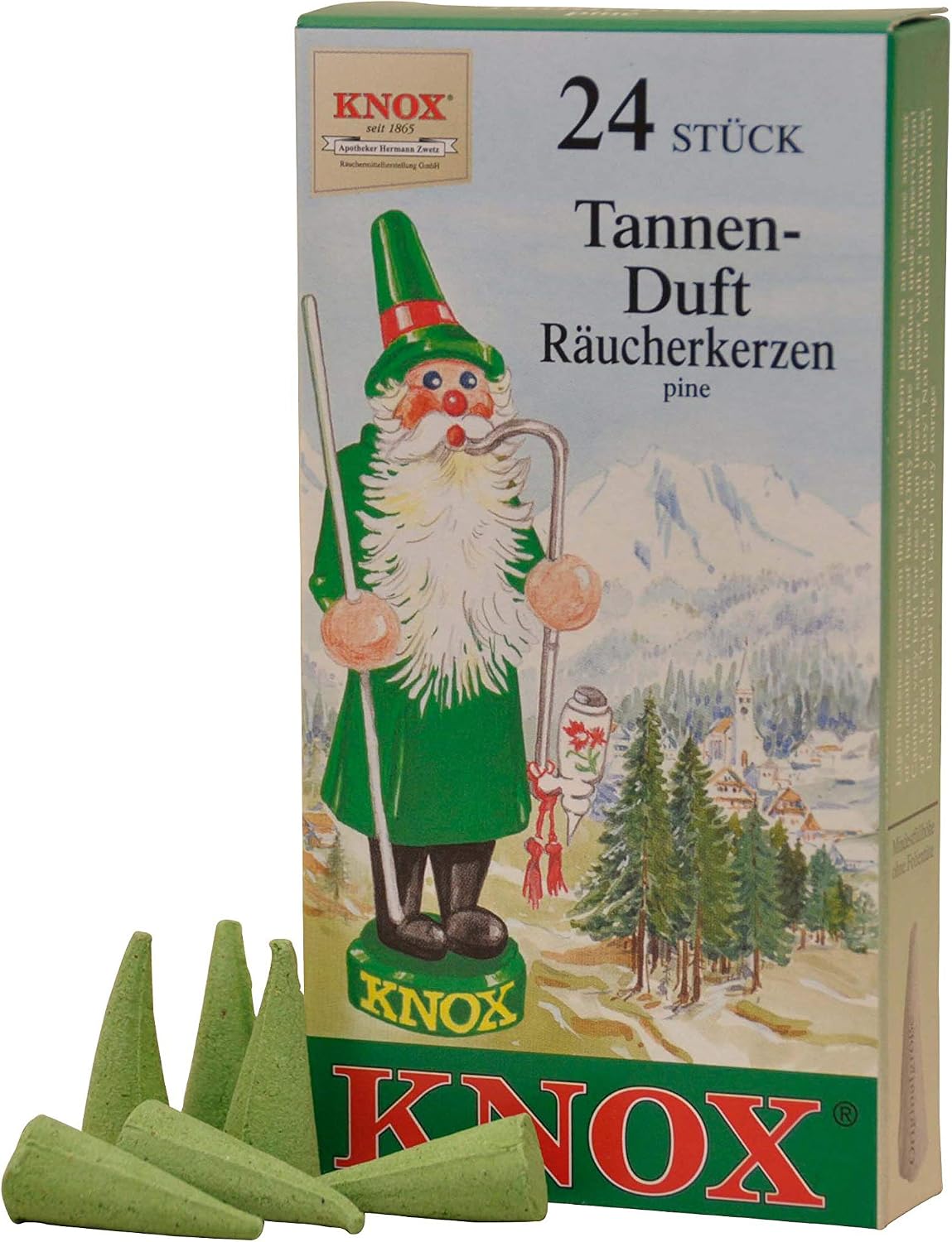 Knox 078750 Set Classic, 4 Packs of 24 Incense, Fir Tree, Myrrh, Scent, Baked Apple, Christmas Cones, Multicoloured, 2,5 x 1,2 x 1,2 cm