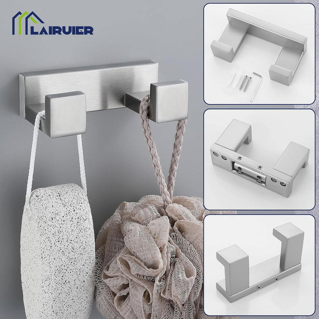 Lairuier Brushed Nickel Bathroom Hardware Accessories, 4PCS Towel Bar Set