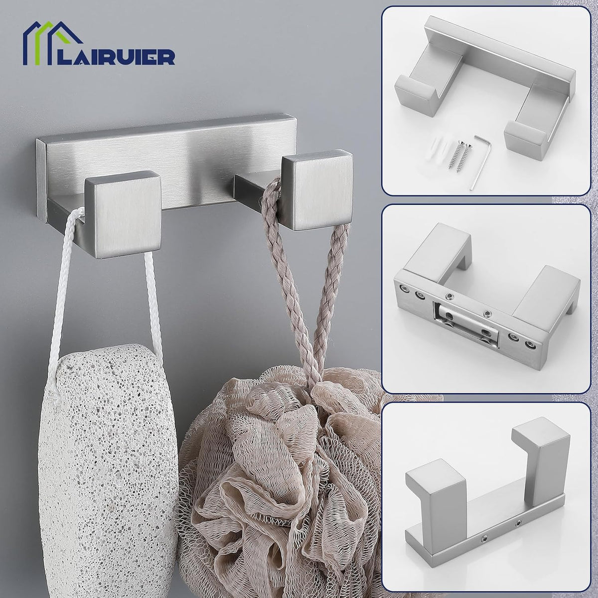 Lairuier Brushed Nickel Bathroom Hardware Accessories, 4PCS Towel Bar Set
