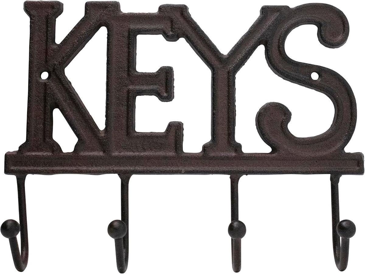 Stephanie Imports Rustic Cast Iron Keys Holder with 4 Key Hooks for Wall Mount (Rustic Bronze)