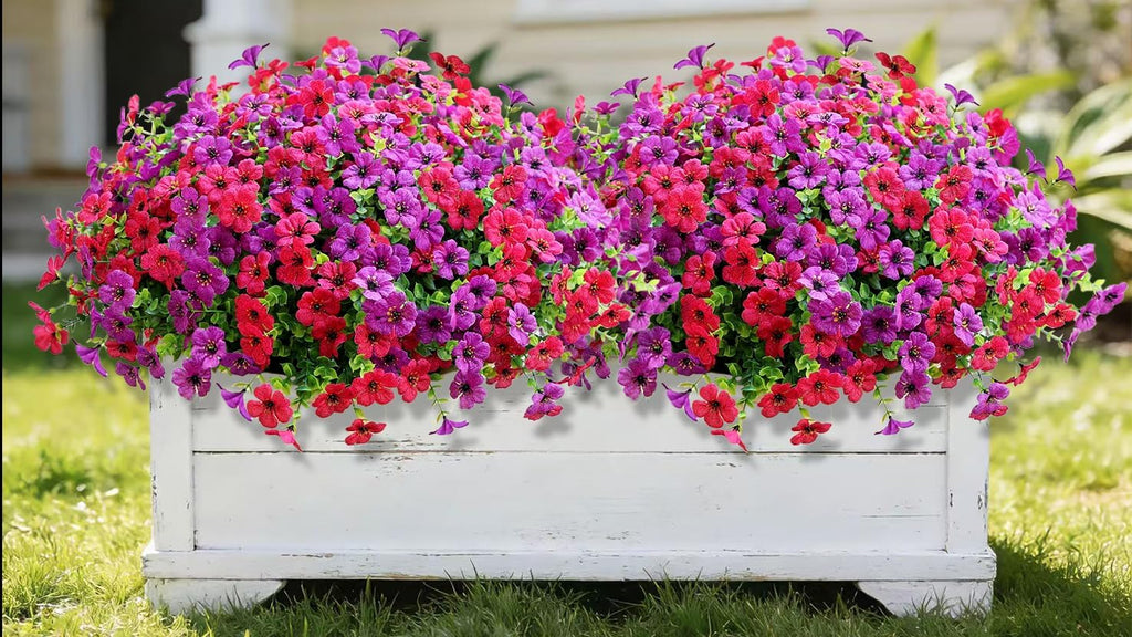 Artificial Flowers for Outdoors (12, Purple Hot Pink)