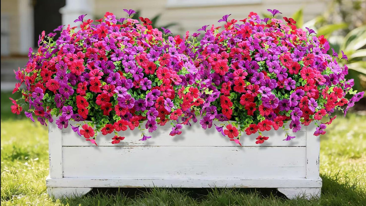 Artificial Flowers for Outdoors (12, Purple Hot Pink)