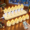 Rechargeable Flameless Tea Lights Candle with Charging Station Remote 12Pcs