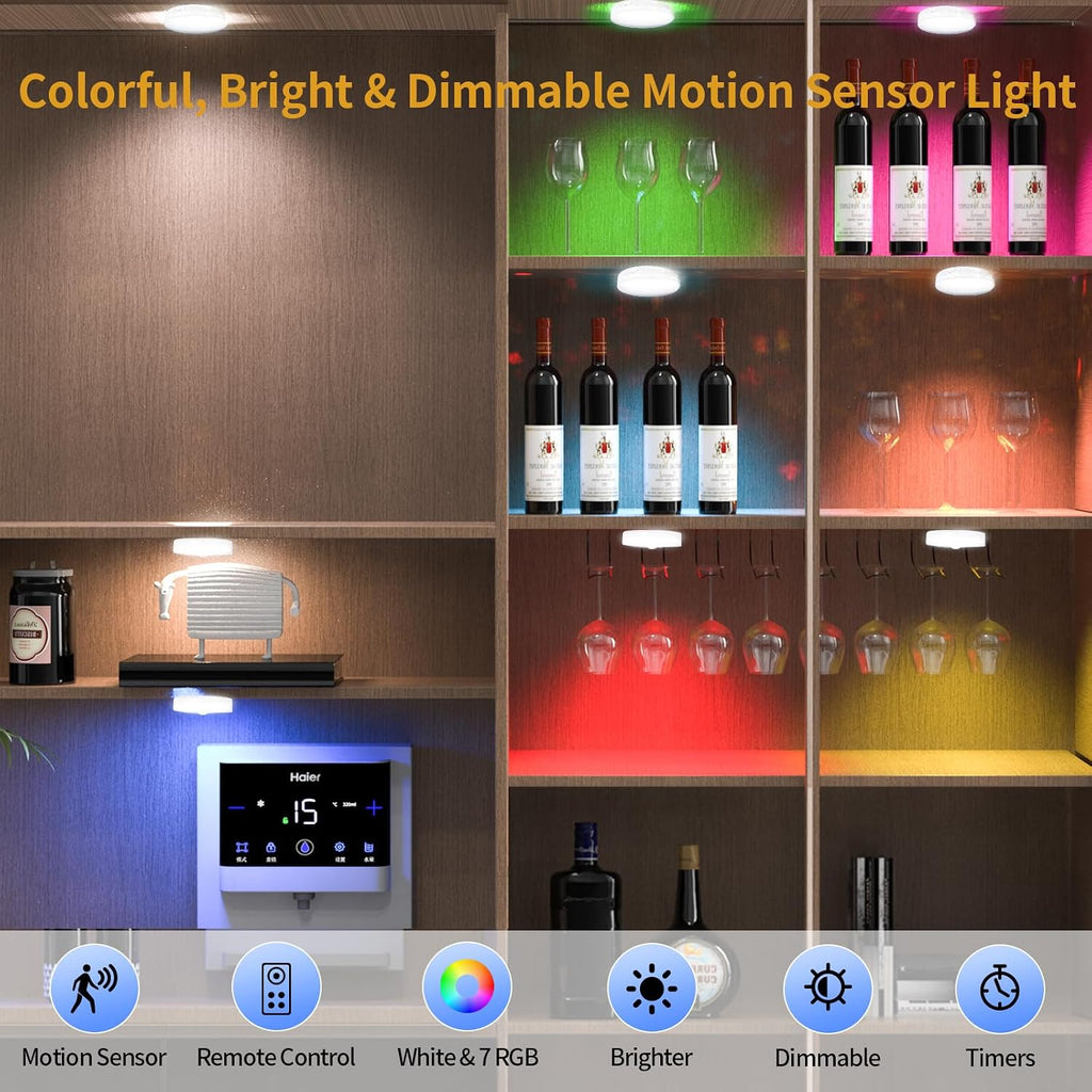 RGB LED Motion Sensor Night Light, Bright & Dimmable, Long-Lasting