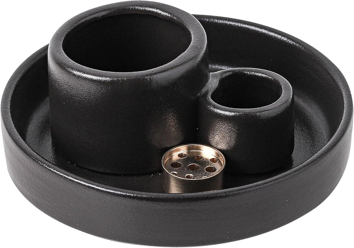 Ceramic Palo Santo and Sage Holder, Incense Holder for Palo Santo Sticks, Sage Burner Dish Stand with Ash Catcher, Modern Minimalist (Black)