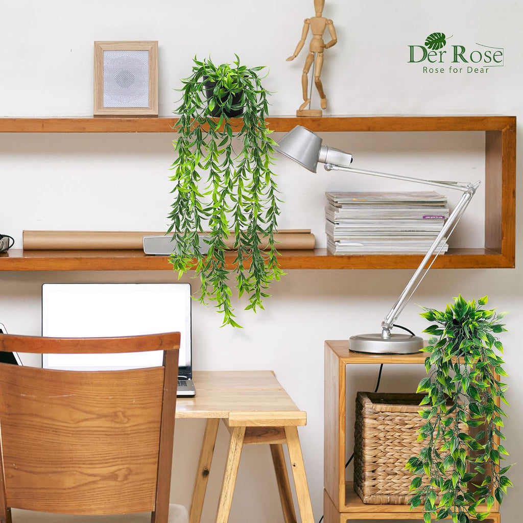 Der Rose 8Pcs Fake Plants Artificial Hanging Vines for Office Shelf Decor