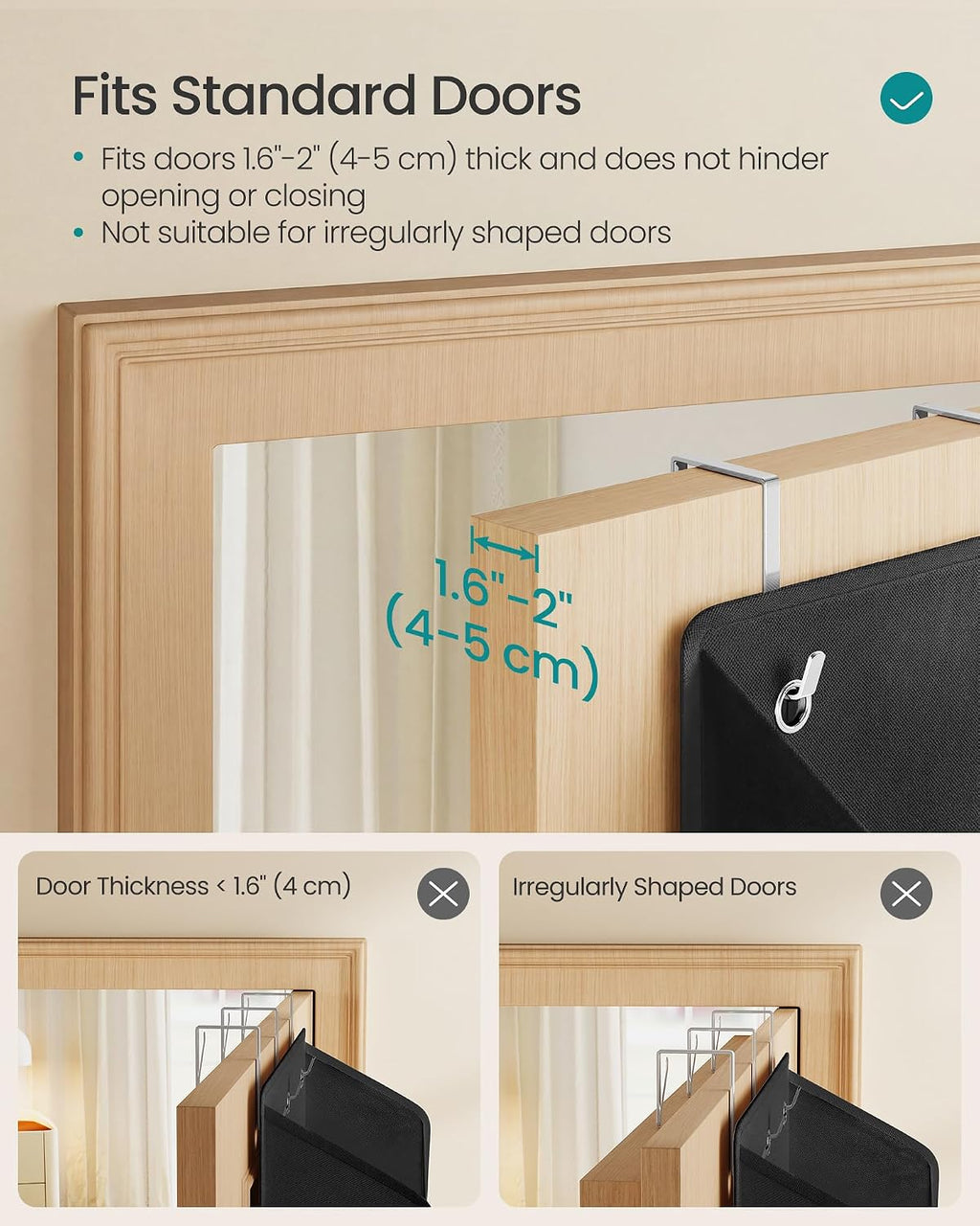 SONGMICS 2 Pack 5-Tier Over-the-Door Organizer, Extra Large Pockets