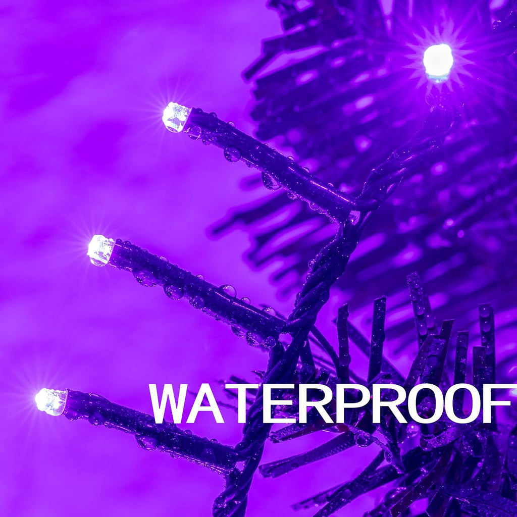 AWQ 500 LED 49FT Christmas Cluster Lights Waterproof String Light Purple