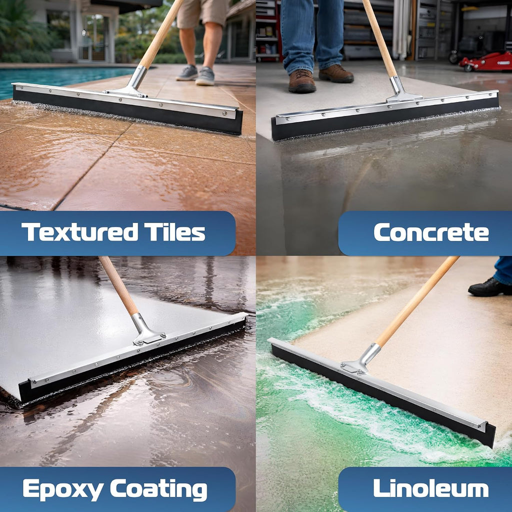 DSV Standard Garage Floor Squeegee 36’’, Large Neoprene Blade Asphalt Squeegee, Taper Pole Connection - Handle Sold Separately for Tiles, Concrete and Asphalt