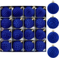 BLEUM CADE 16Pcs Blue Velvet Shatterproof Christmas Ball Ornaments