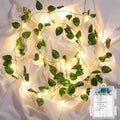 Vines with Lights Battery Operated, 6.56ft 20 LED Pothos with Fairy Lights, Leaf Lights with 8 Modes, Fake Vines Ivy String Lights for Bedroom, Wall, Room, Garden, Party Decor, 4 Pack