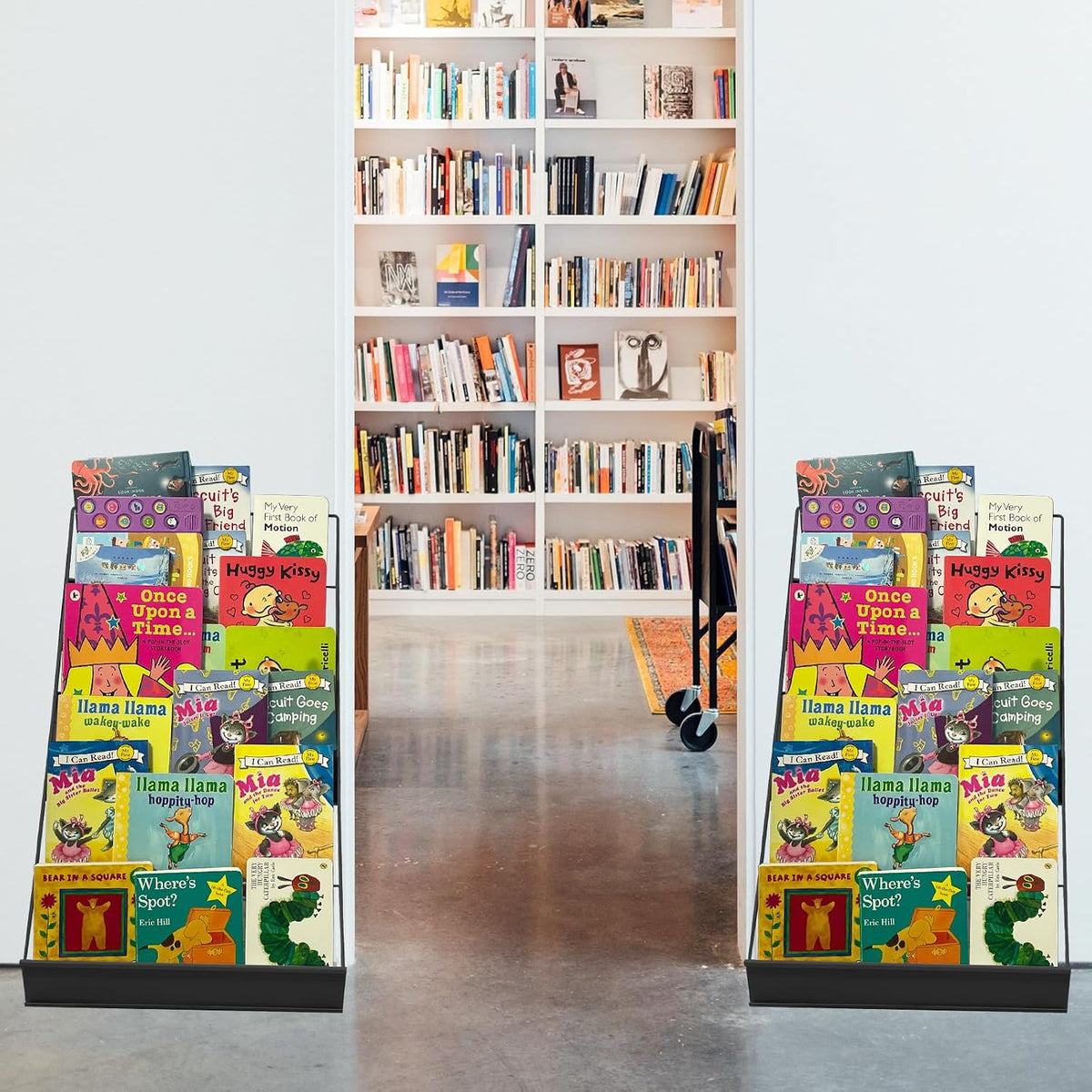 TONGMO 6-Tier Wire Book Signing Rack - Sturdy Tabletop Design - Ideal for Libraries, Classrooms, Schools - Display Literature, Magazines, Comics - Perfect for Book Signings (Black-1P)