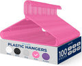 SereneLife 100 Pack Plastic Clothes Hangers | Keeps Shirts, Coats & Dresses Neatly Organized | Non-Slip Recycled ABS, Heavy Duty Design, Slim 0.24-Inch Profile, 5.5 Lbs Capacity | Pink