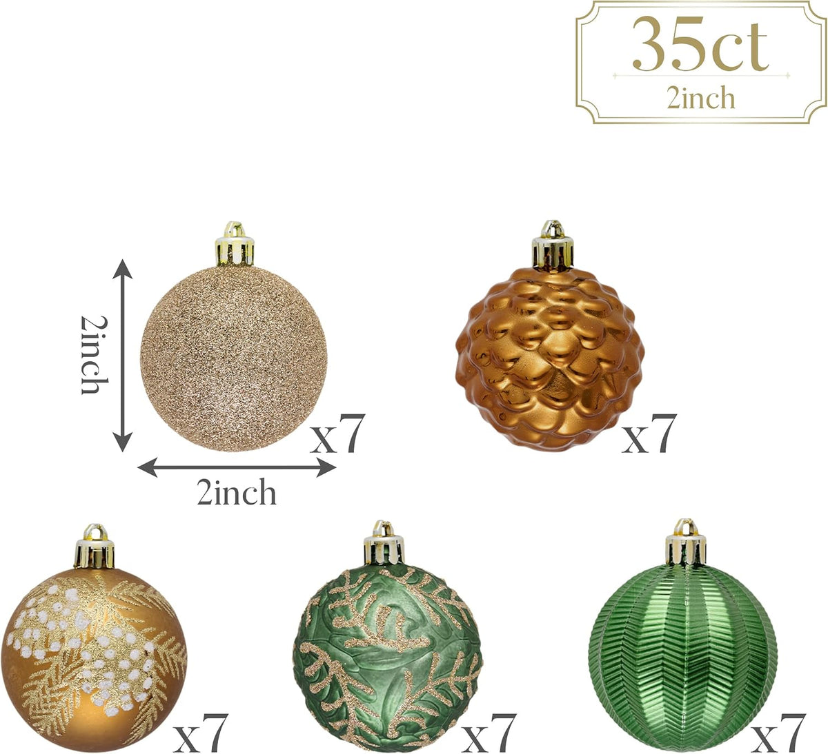 Valery Madelyn 35ct Christmas Tree Decorations Ball Ornaments 2 Inches