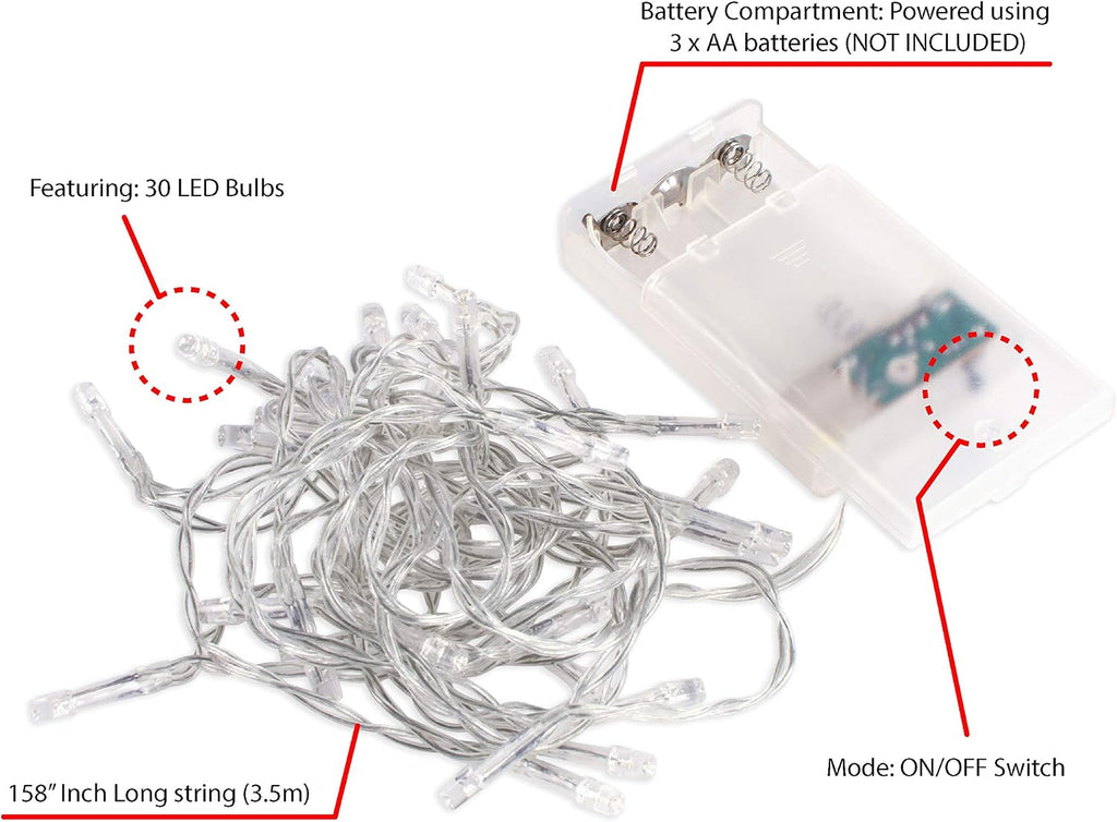 Super Z Outlet 30 Mini Bulb LED Battery Operated Fairy String Lights in Assorted Colors for Valentines Day, Romantic Wedding, Home Decoration Room Lighting, Christmas, Crafts 158" String (Apple Green)