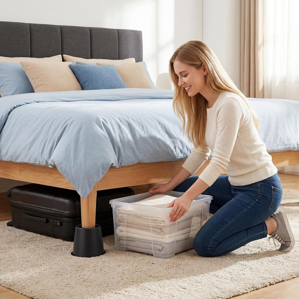 Heavy Duty Bed Risers – Adjustable Furniture Risers for Beds, Sofas, Tables, and Chairs – Supports up to 1500 Lbs(4 Inch,Unstackable,Set of 15)