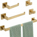5-Piece Bathroom Hardware Set, 23.6 in Towel Bar, Brushed Gold