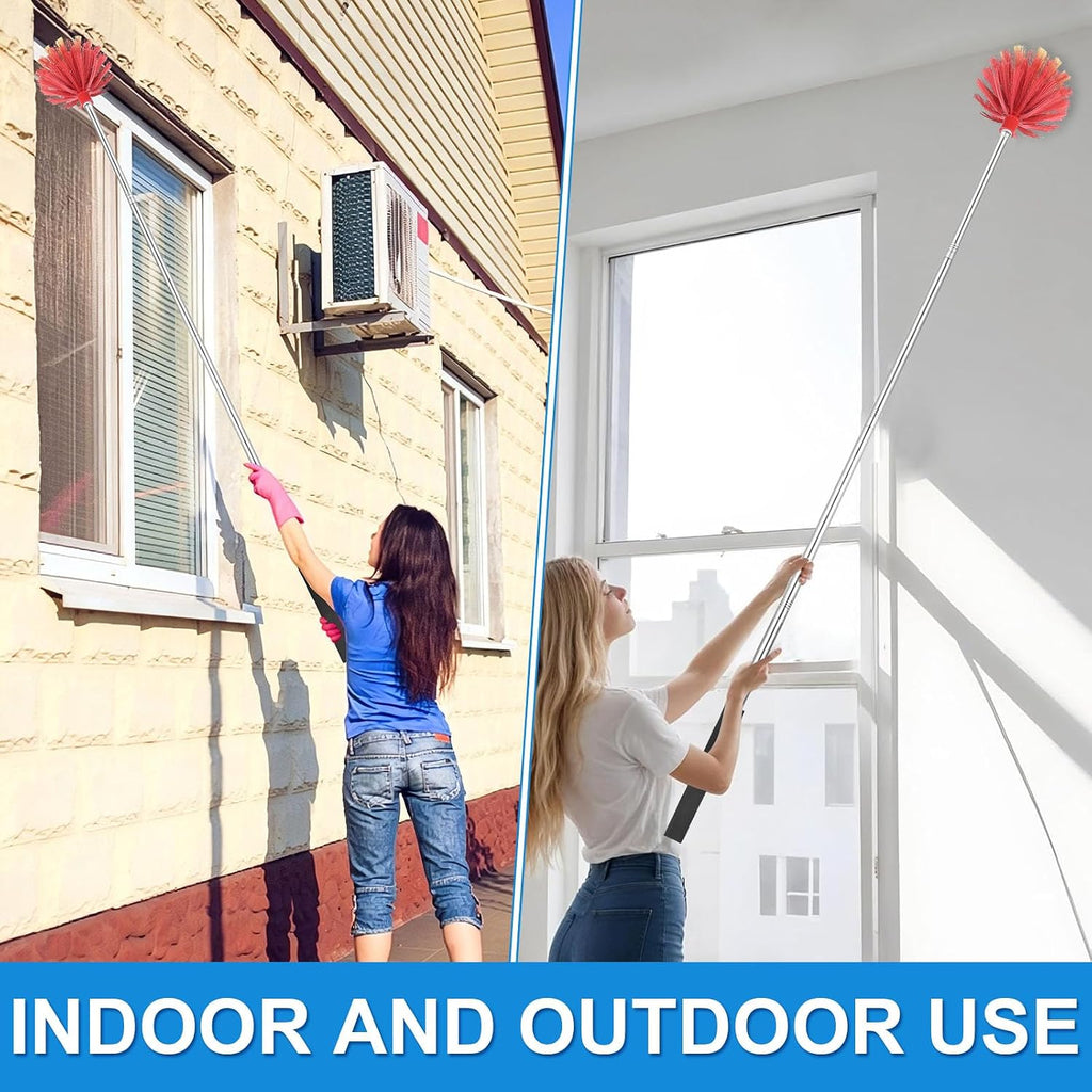 Cobweb Duster with Extension Pole, Medium Stiff Bristles Cobweb Duster Head