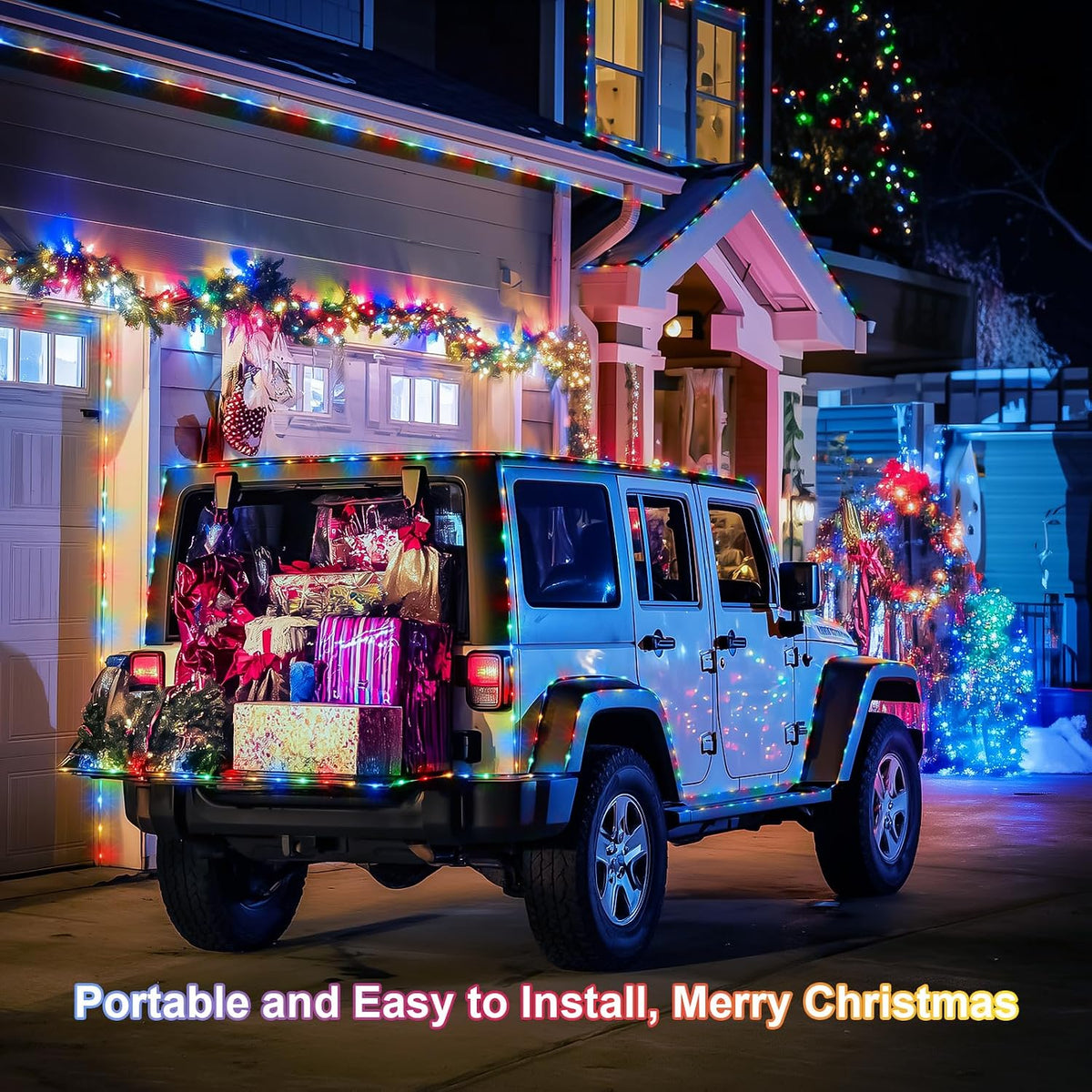 JMEXSUSS 2 Pack Battery Operated Christmas Lights Outdoor Rope Lights
