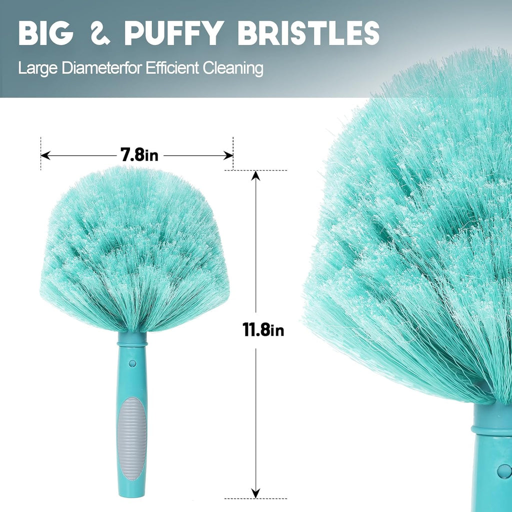 TelesPro 30 Feet High Reach Cobweb Duster with 6-24Ft Extension Pole, Webster Cobweb Duster with 5-Stage Telescopic Aluminum Pole, Spider Web Brush for Outdoor & Indoor Cleaning - Soft Bristles.