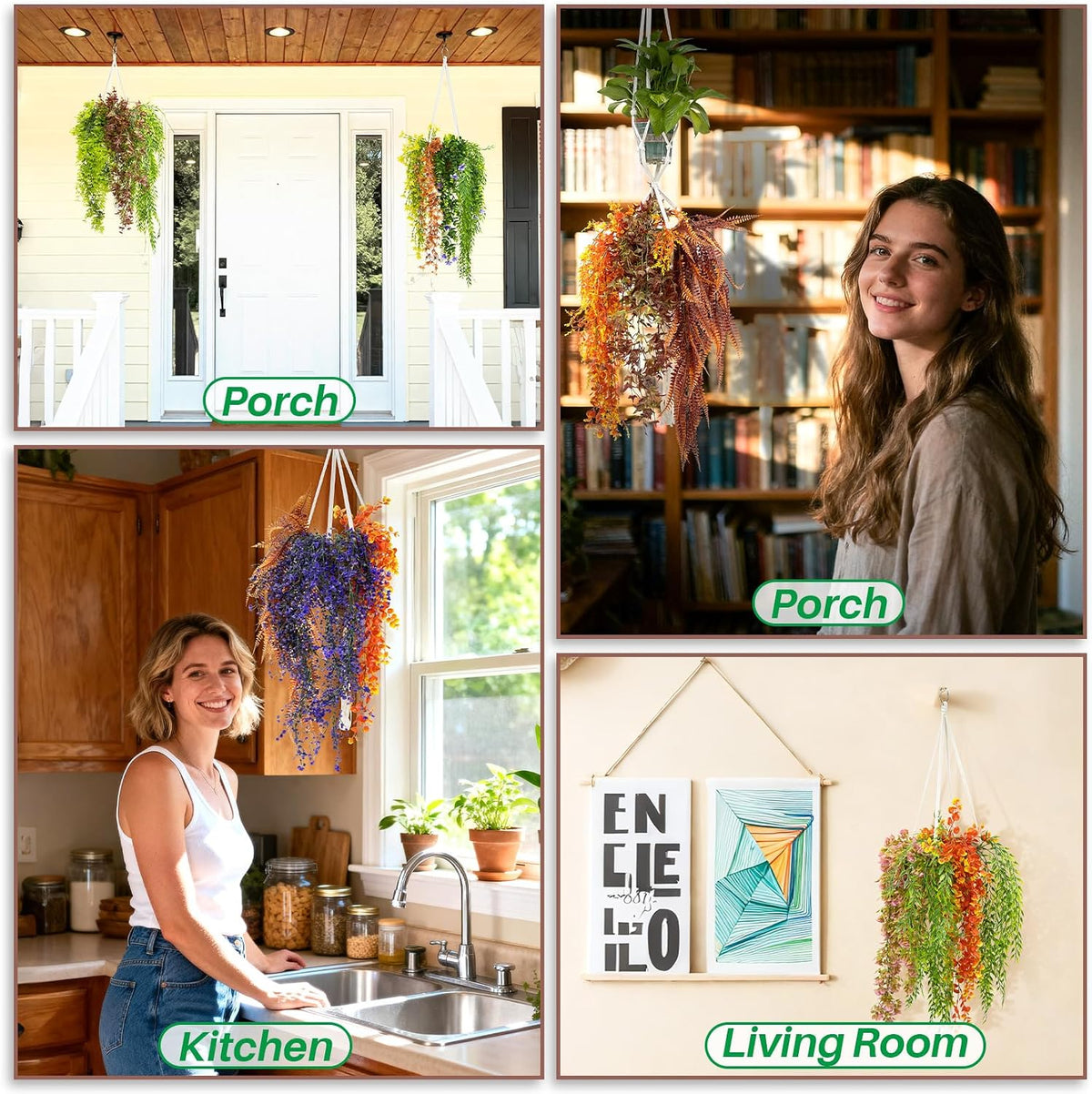 RAINFLOW Macrame Plant Hangers 5 PCS, Hanging Plant Holder Set