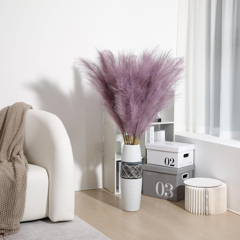 Wertuirk Purple Pampas Grass Decor - 45-Inch 8 Pcs Large Faux Pampas Grass