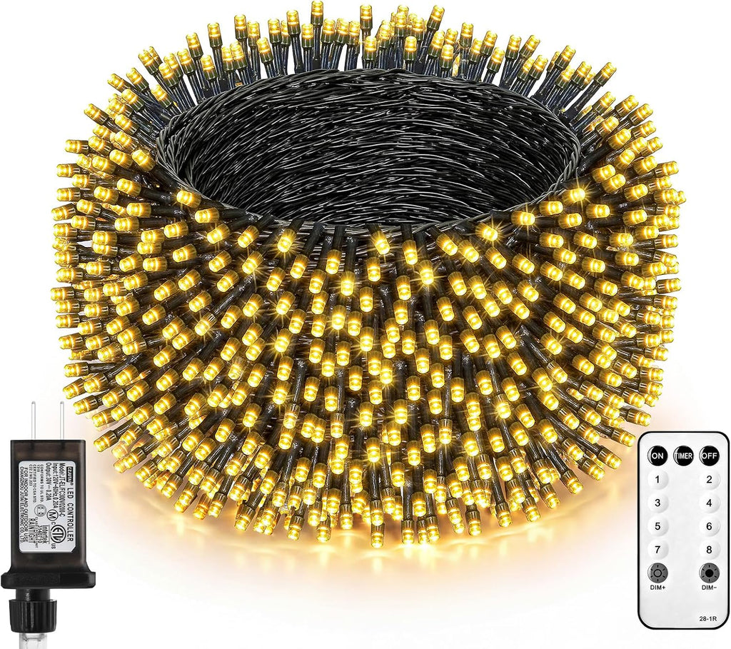 Brightown 130FT 400LED Christmas Lights Outdoor Warm White String Lights