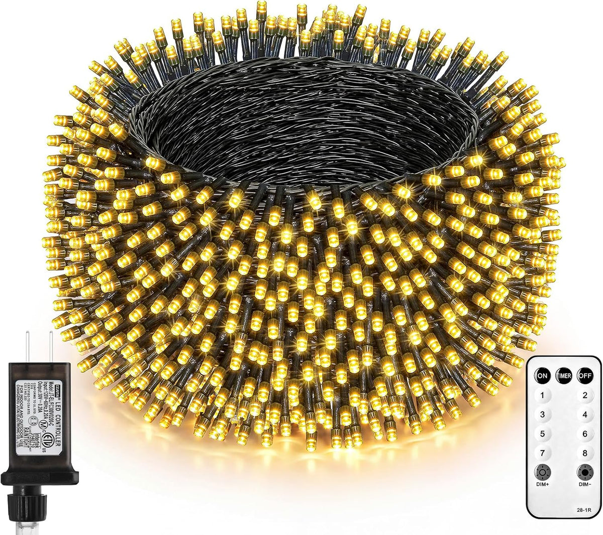 Brightown 130FT 400LED Christmas Lights Outdoor Warm White String Lights