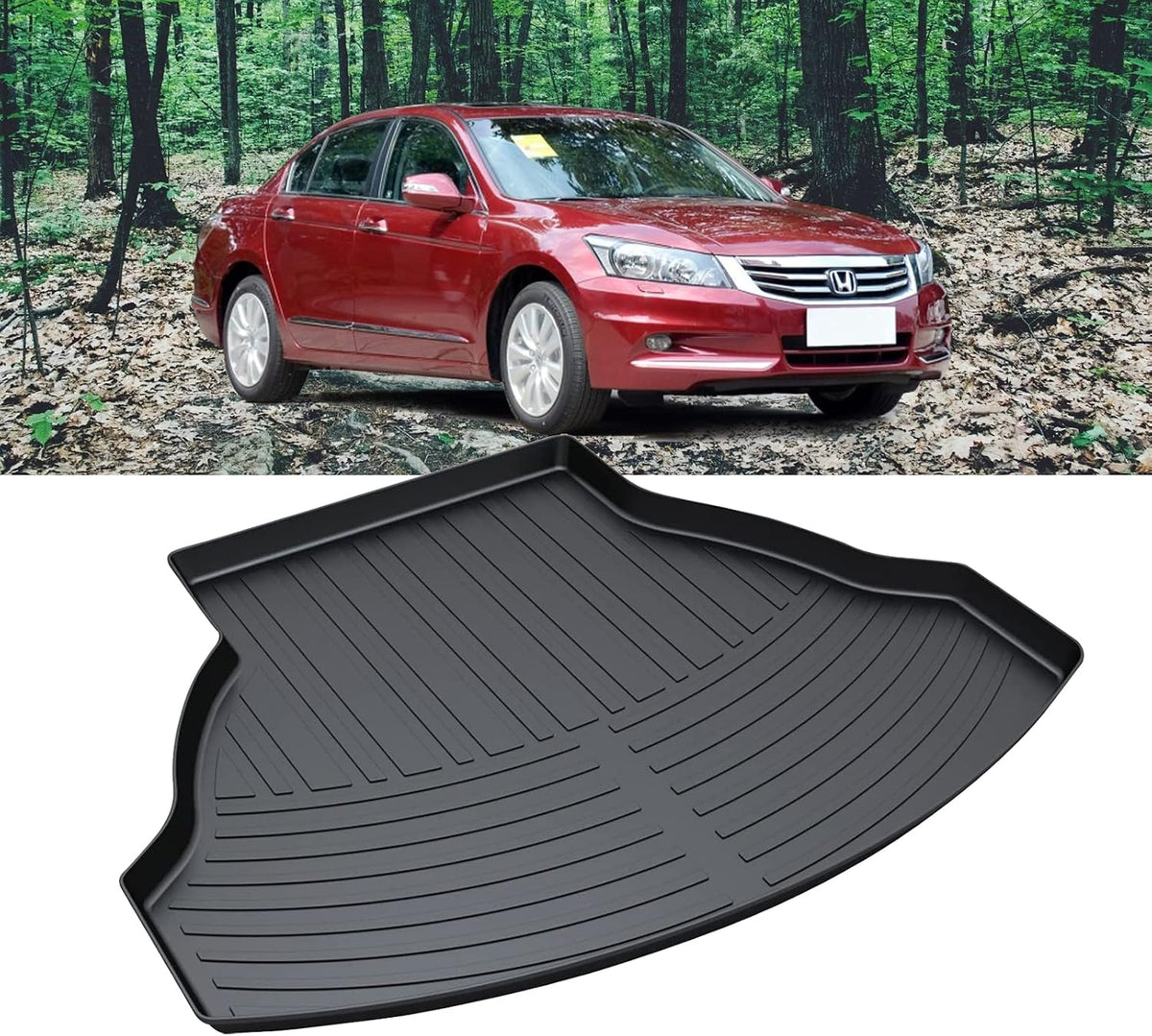 Honda Cargo Liner Car Trunk Tray Mat for Accord 2012-2017 Protector Cover in Heavy Duty Waterproof Anti-Slip Black TPV