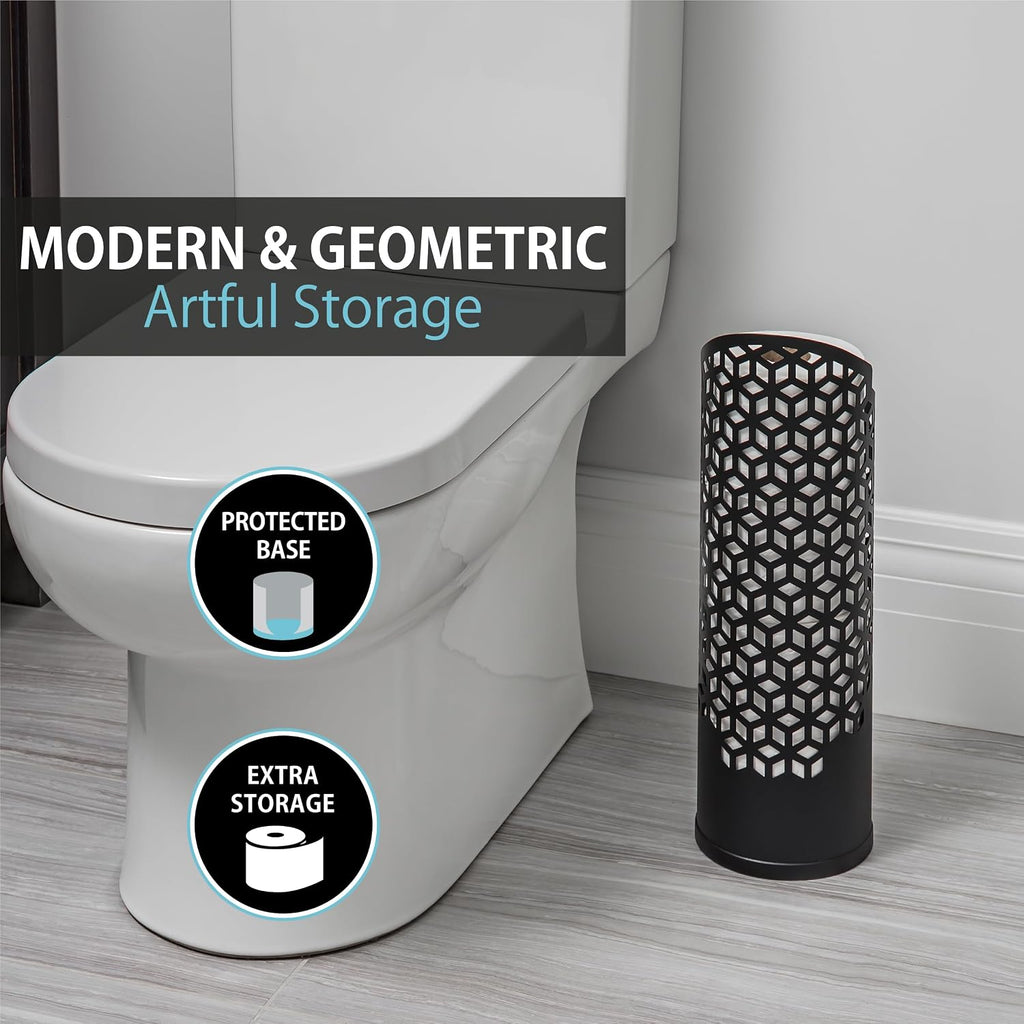 Better Living Rollo Hexacube Toilet Paper Reserve, 4 Rolls, Matte Black