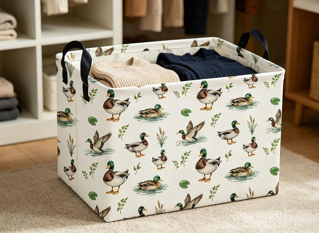 Rectangular Mallard duck Baskets Kids Basket Cute Storage Bins Organizer Box Girls Room Decor for Home.(Mallard duck)