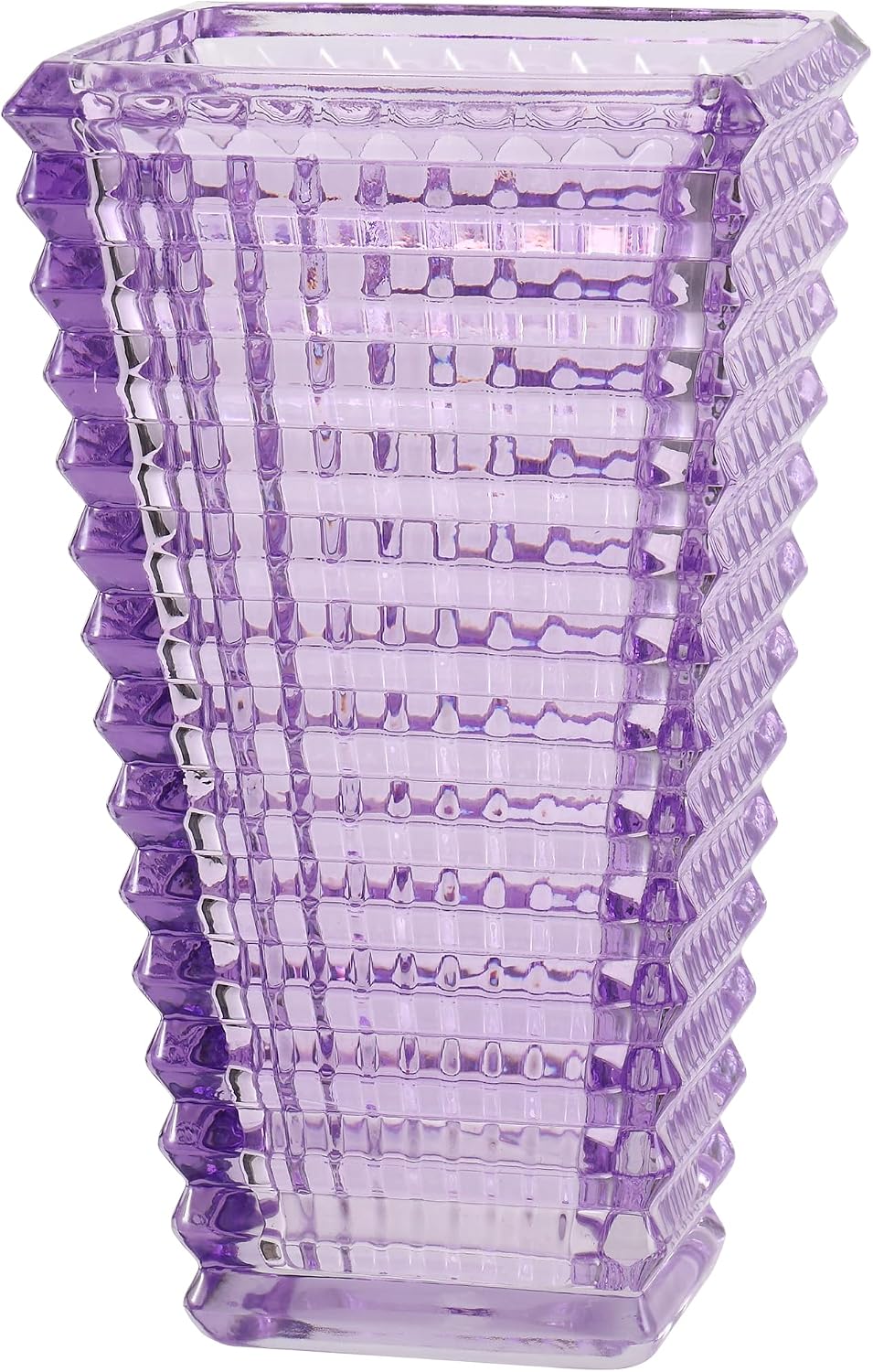 Crystal Vase, Large Crystal Vases for Flowers, Purple Large Flower Vase, Modern Glass Vases for Living Room, Bedroom, Kitchen, Dining Table, Mantle, Wedding, 9 Inches