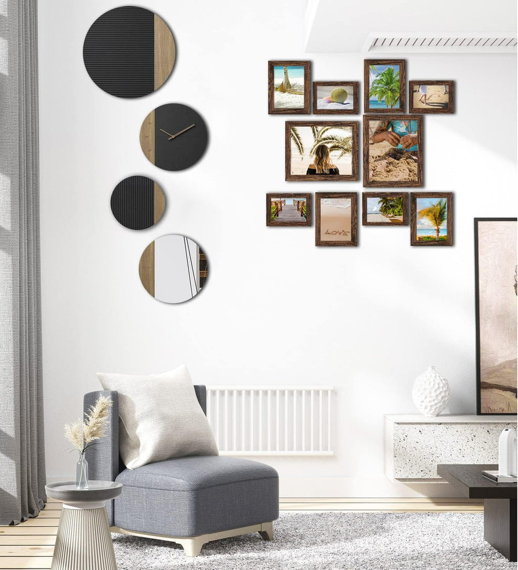 xnlkros Picture Frame Set 10 pack, Farmhouse Photo Frames, Gallery Wall Frame Collage, 8x10 5x7 4x6 Frames in 3 Different Finishes Picture Frames For Wall or Desk,Dark Brown