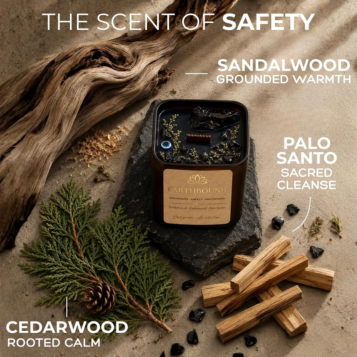 Anima® Earthbound Crystal Candle for Protection & Grounding Energy