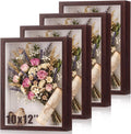 4 Pack 10x12 Shadow Box Frame, Walnut Display Case with Felt Back
