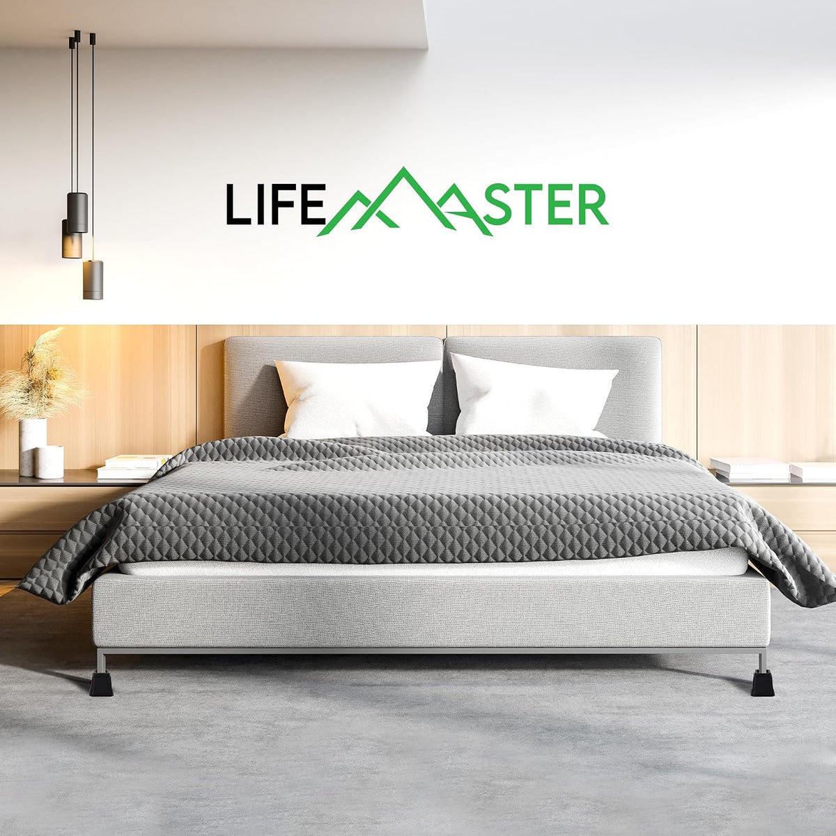 Lifemaster Furniture Riser Set - 16 Pieces Non-Slip Design Furniture Leg Riser fits with Bed, Chair, Table, Sofa, Desk, and Couches - Black