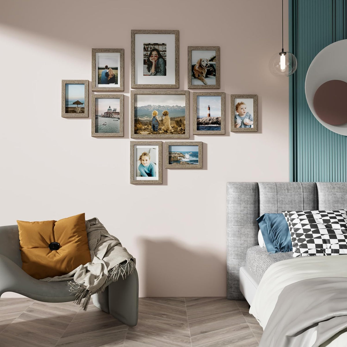 Vittanly 10 Pack Picture Frames Collage Wall Decor, Grayish Brown