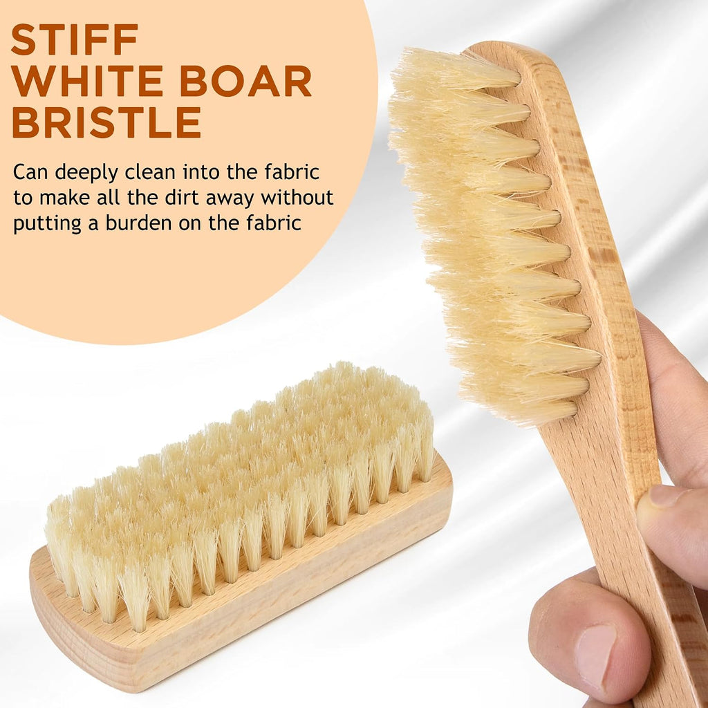 TAKAVU Laundry Brush Set, Soft Boar Bristle and Compact Wood Handle