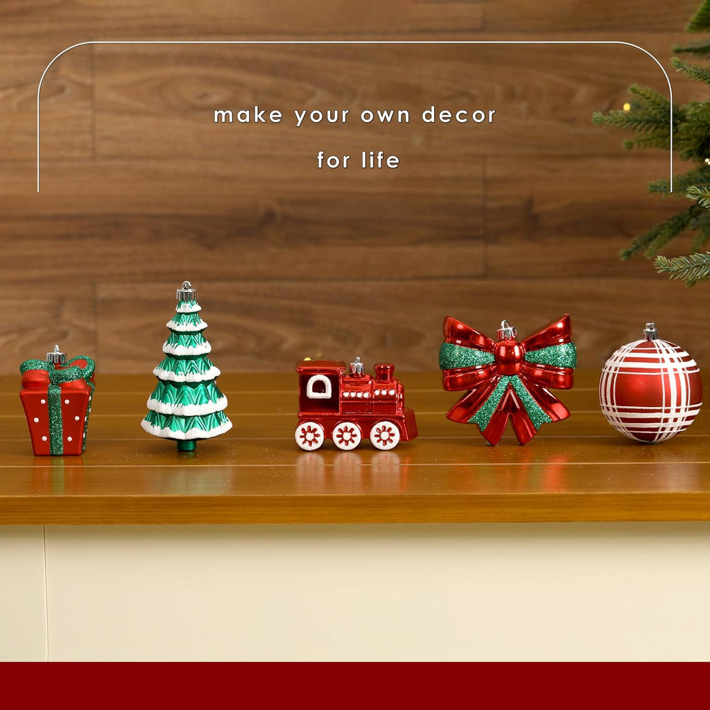 Alupssuc 82pcs Classic Christmas Balls Ornaments Set, Red, White and Green