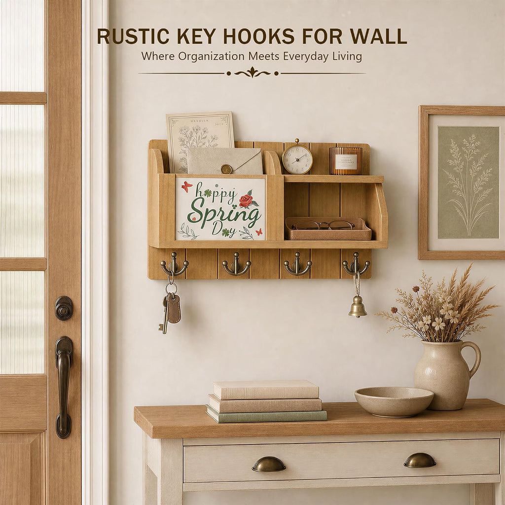 Rebee Vision Key Holder Wall Mount with Chalkboard for Home Decor, Yellow