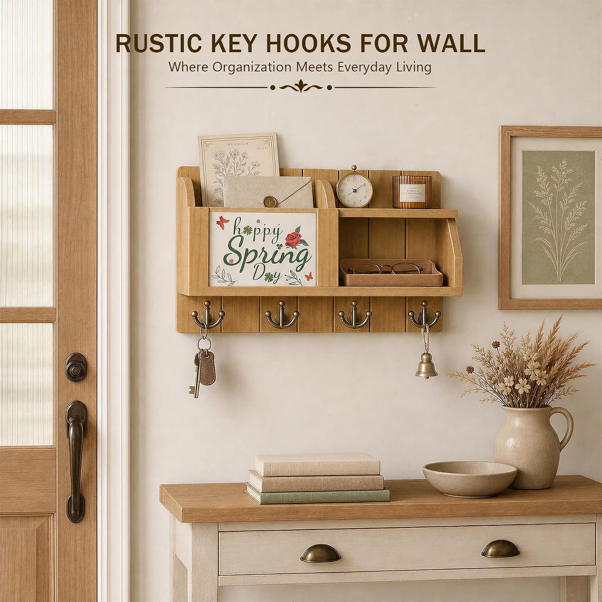 Rebee Vision Key Holder Wall Mount with Chalkboard for Home Decor, Yellow