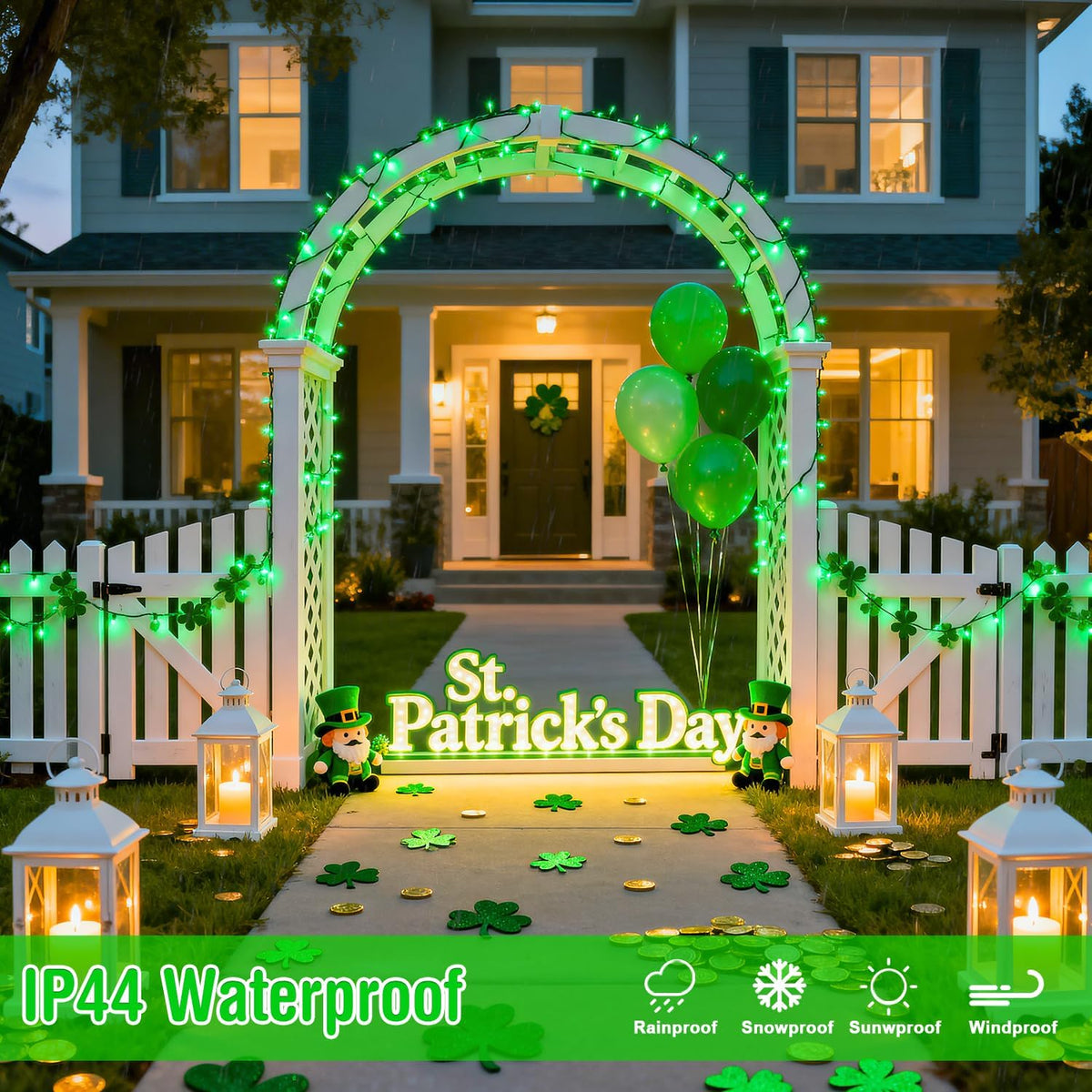 JMEXSUSS 250 LED Green String Lights - 91.5ft Christmas Lights Outdoor Waterproof, 8 Lighting Modes, Connectable Christmas Tree Light for Yard Patio Party Halloween Christmas Decorations (Pack of 2)