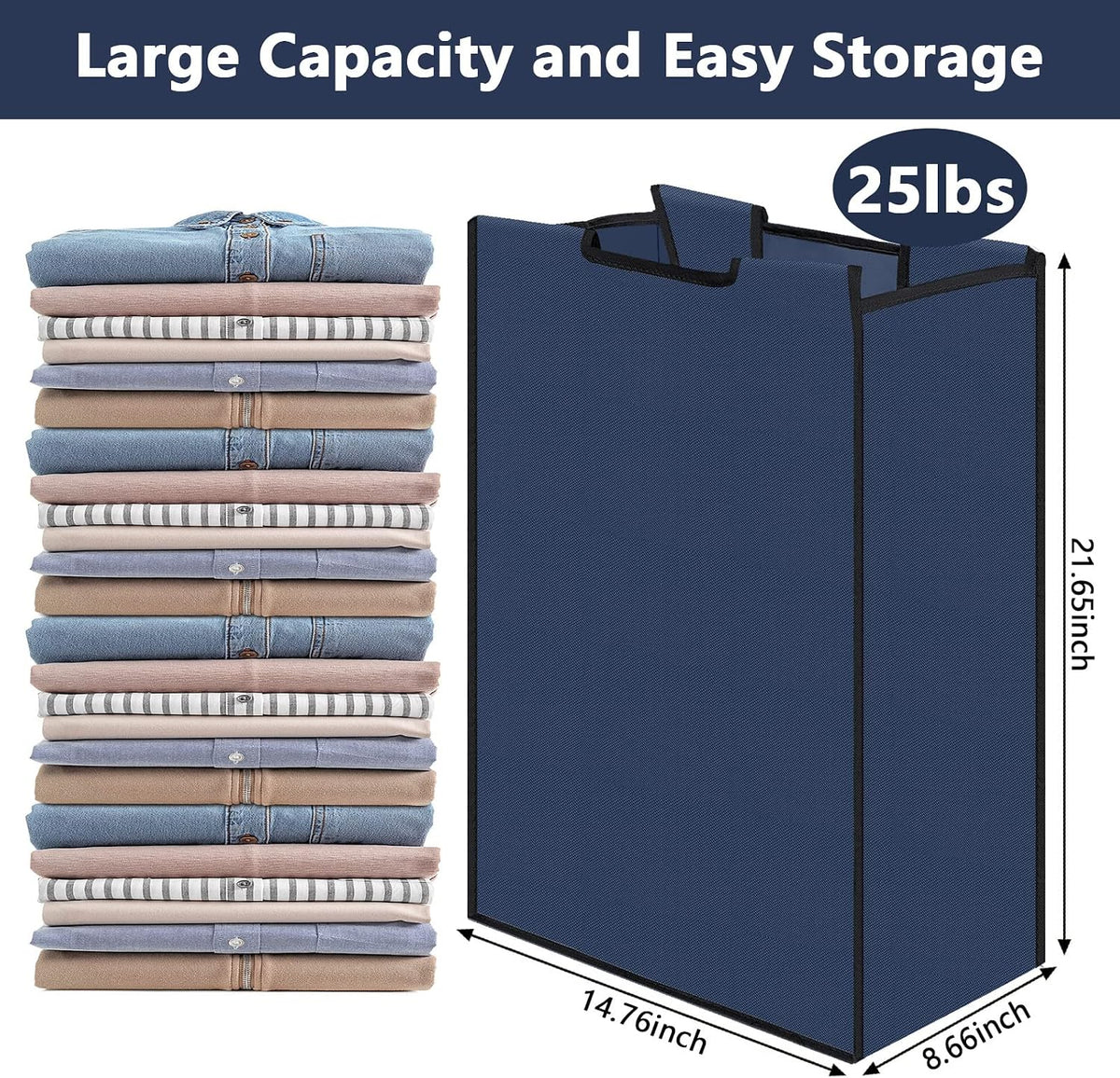 Bonuci 3 Pcs Laundry Sorter Replacement Bags, Dark Blue
